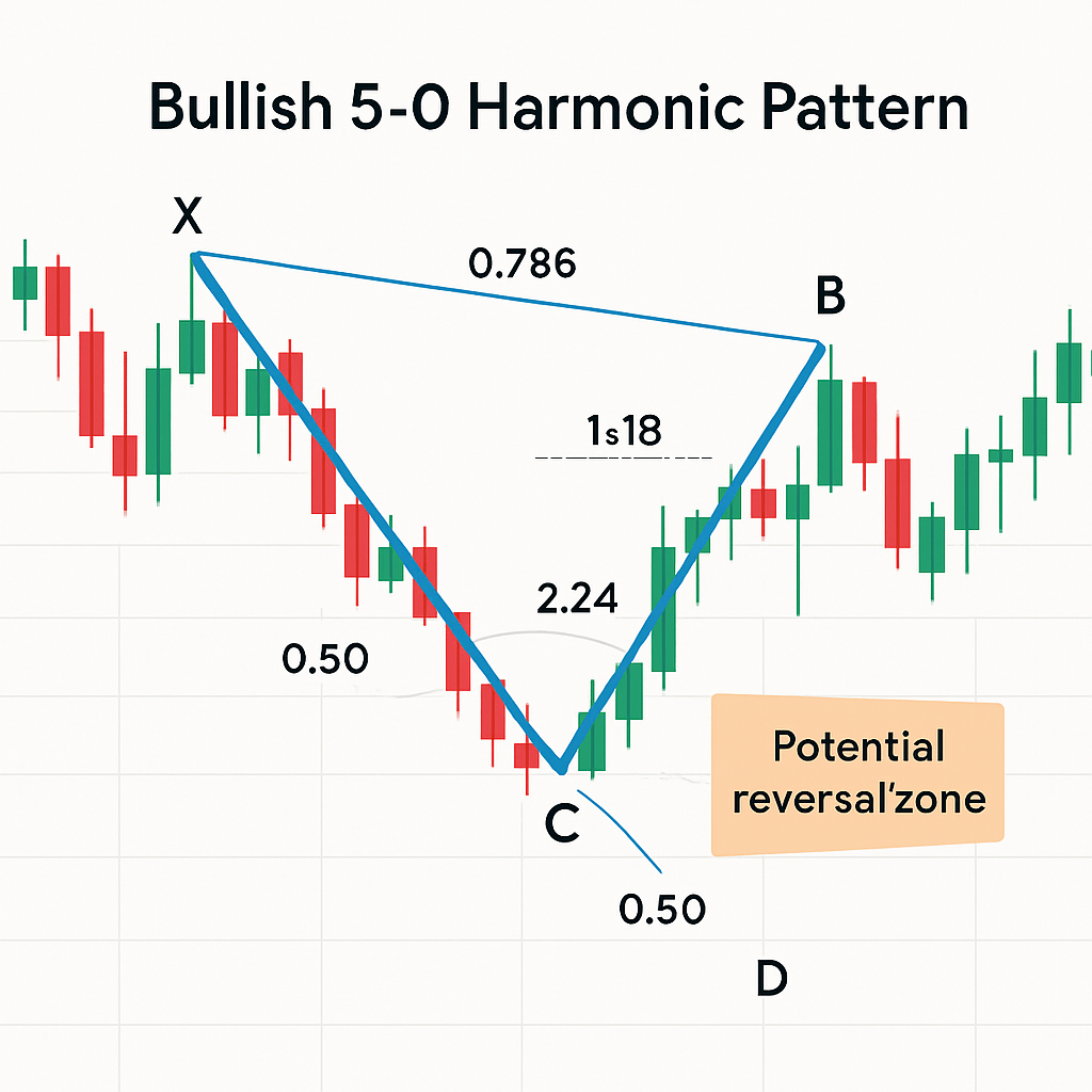 Identifying 5-0 Harmonic Pattern - Bullish Example